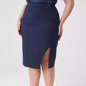 Lane Bryant Navy Pinstriped Bodycon Skirt, Size 24 NWOT